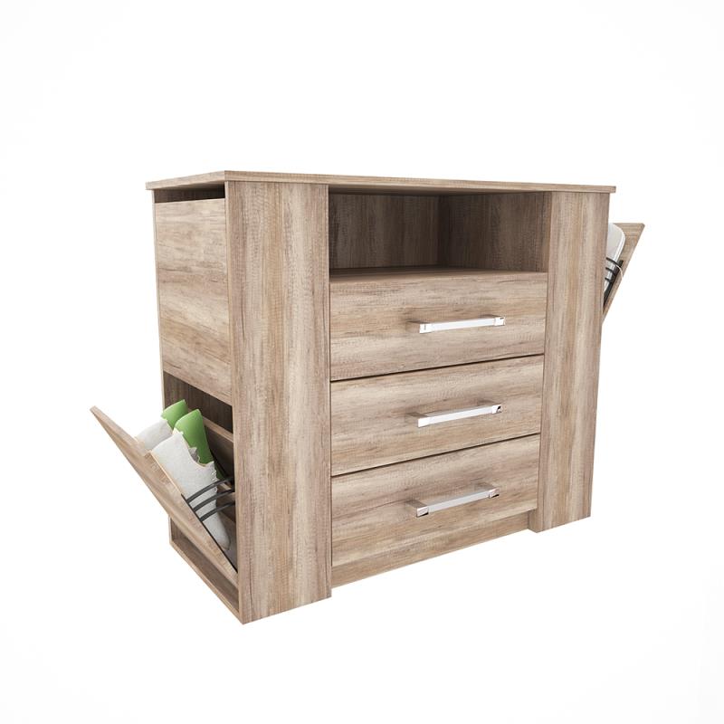 COMODA ZAPATERO DOBLE 3 CAJ ROBLE NEBRASKA