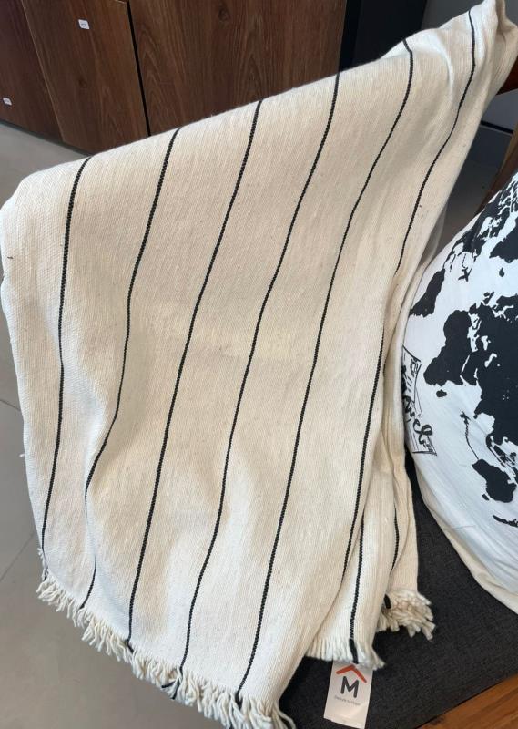 MANTA 2.00X1.50 RAYAS FINAS NEGRAS