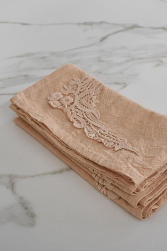 SERVILLETA 40X40 TUSSOR ENCAJE X6U