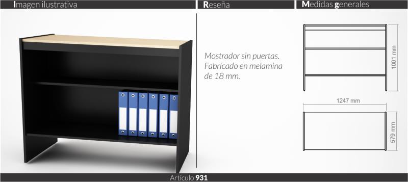 MOSTRADOR SIN PUERTAS PIRO