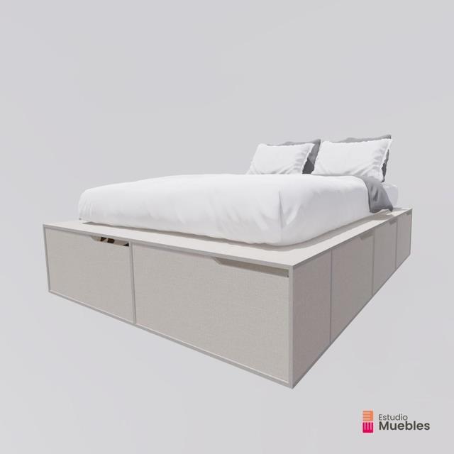 CAMA BOX 2PL CUBO PREMIUN BLANCO